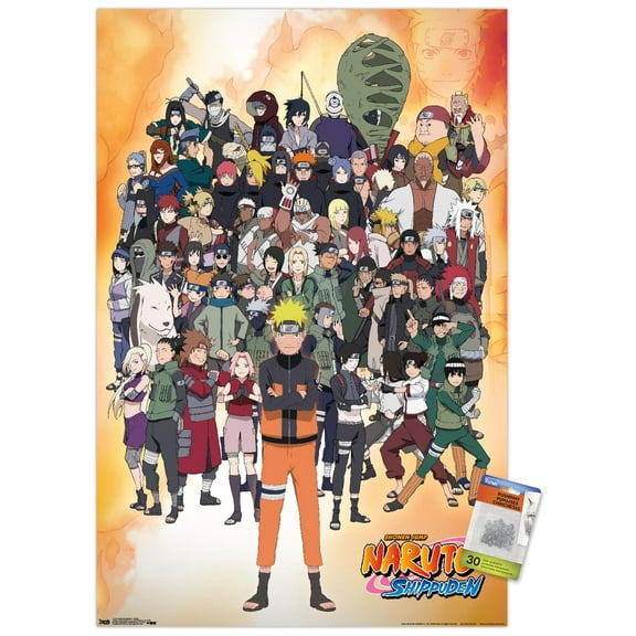 Naruto Shippuden - Group Wall Poster with Push Pins, 22.375" x 34"