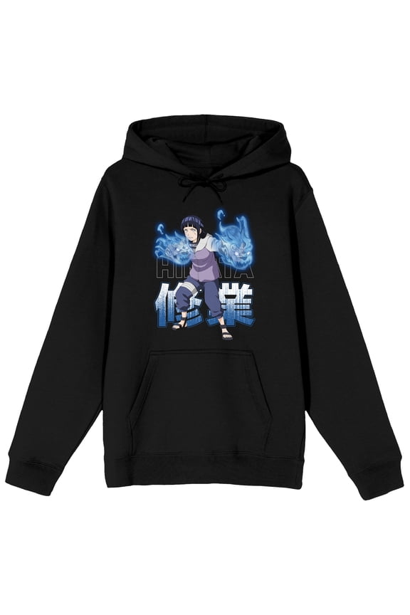 Naruto Shippuden Hinata Combat Pose Women’s Black Long Sleeve Hooded Sweatshirt - 3XL