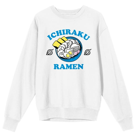 Naruto Shippuden Ichiraku Ramen Bowl Juniors White Long Sleeve Sweatshirt-Medium