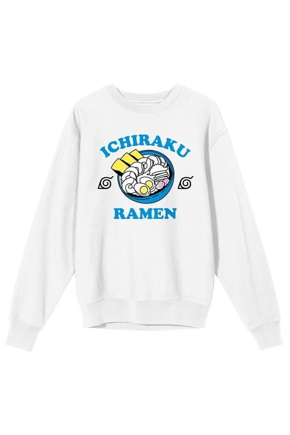 Naruto Shippuden Ichiraku Ramen Bowl Juniors White Long Sleeve Sweatshirt-Medium