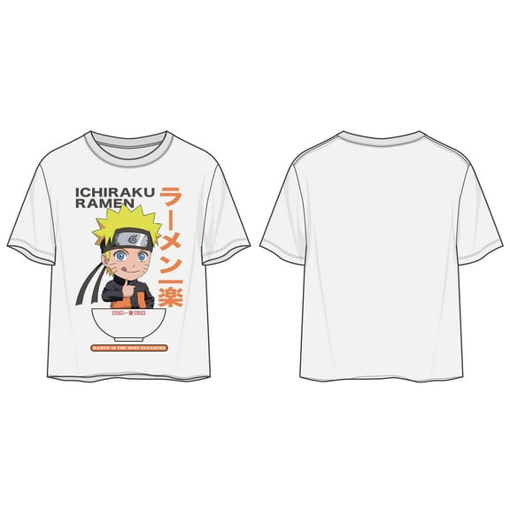 Naruto Shippuden Ichiraku Ramen Juniors White Crop Top Graphic Tee Shirt - M