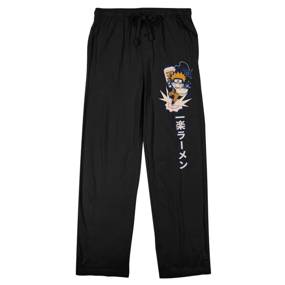 Naruto Shippuden Ichiraku Ramen Men's Black Drawstring Sleep Pants-XL