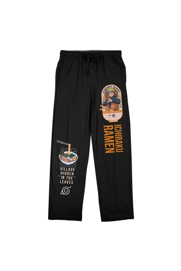 Naruto Shippuden Ichiraku Ramen Men's Black Sleep Pajama Pants-Small