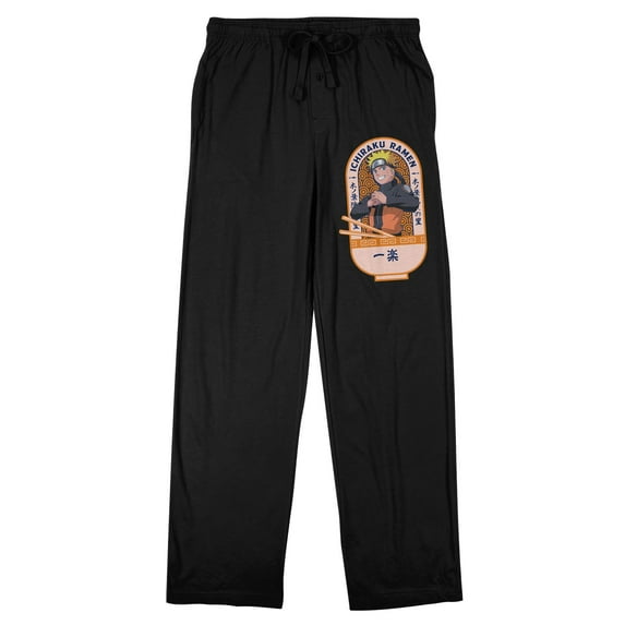 Naruto Shippuden Ichiraku Ramen Men's Black Sleep Pajama Pants-XL