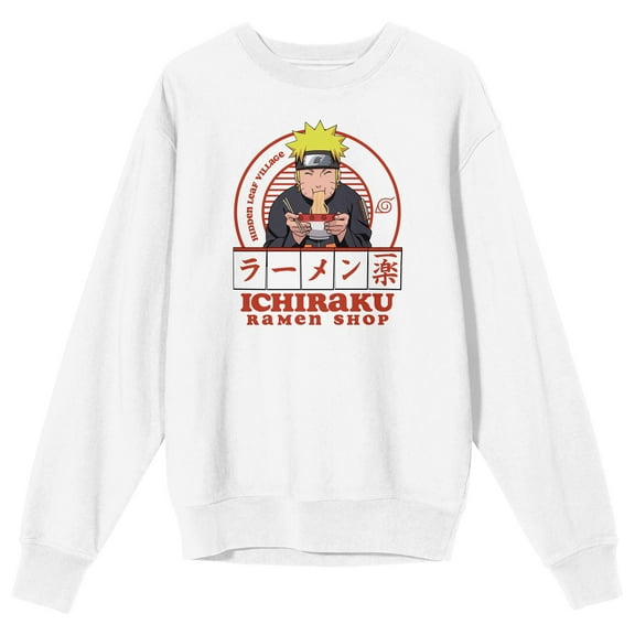 Naruto Shippuden Ichiraku Ramen Shop Crew Neck Long Sleeve White Adult Sweatshirt-XXL