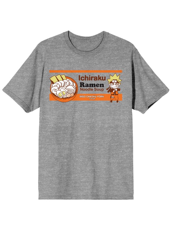 Naruto Shippuden Ichiraku Ramen Wrapper Men's Athletic Gray Graphic Tee-3XL
