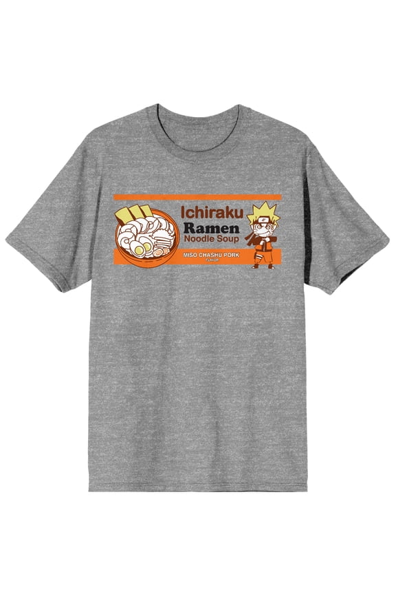 Naruto Shippuden Ichiraku Ramen Wrapper Men's Athletic Gray Graphic Tee-Medium