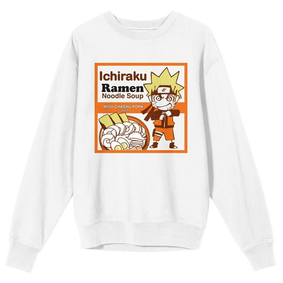 Naruto Shippuden Ichiraku Square Graphic Juniors White Long Sleeve Sweatshirt-3XL