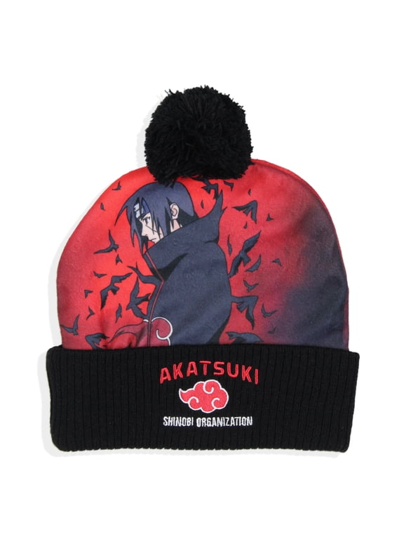 Shippuden Beanie Itachi Akatsuki Shinobi Organization Cuffed Pom Cap Hat