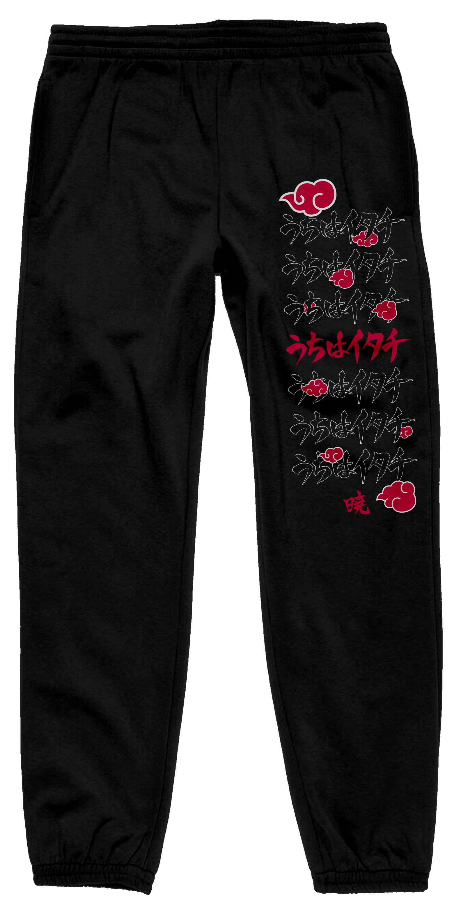 Naruto Shippuden Akatsuki Kanji Men's Black Graphic Jogger Pants - Main Image