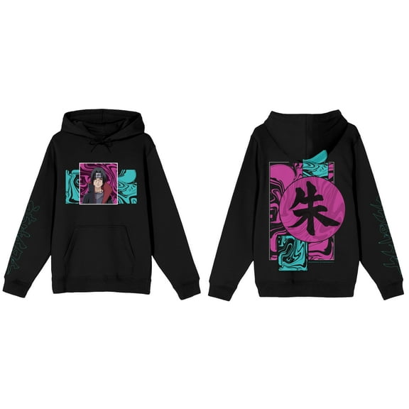 Naruto Shippuden Itachi Paint Background Men's Black Sweatshirt-3X-Large