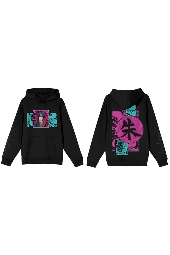 Naruto Shippuden Itachi Paint Background Men's Black Sweatshirt-Large