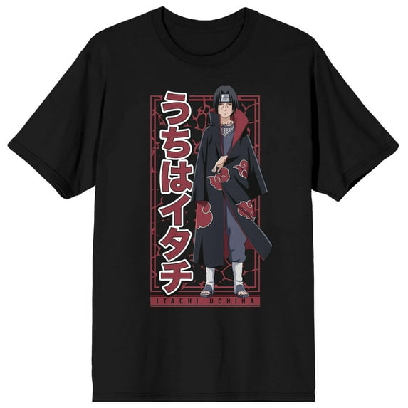 Naruto Shippuden Itachi Uchiha Men's Black T-shirt-5XL