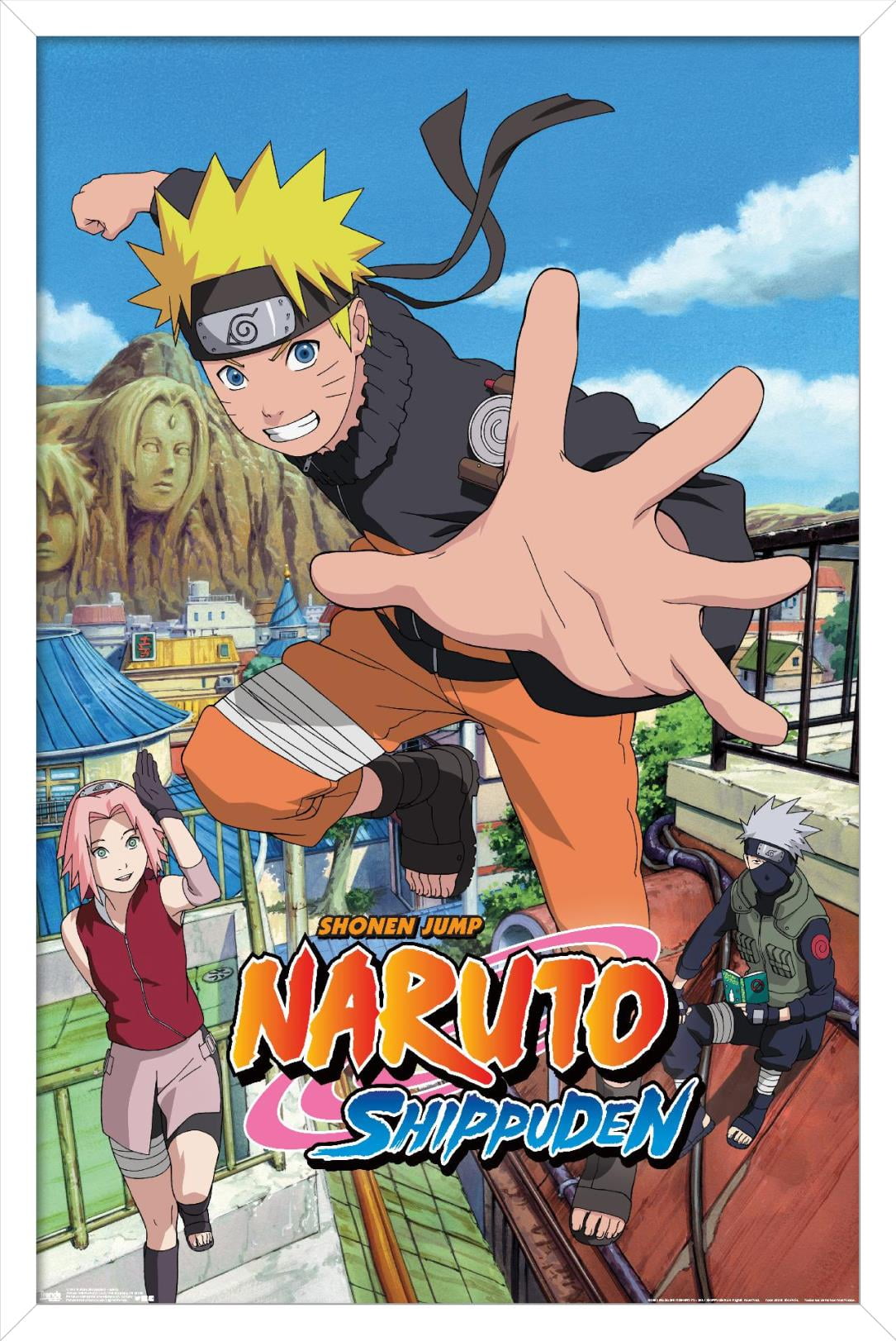 Naruto Shippuden - Jump Wall Poster, 14.725" x 22.375", Framed