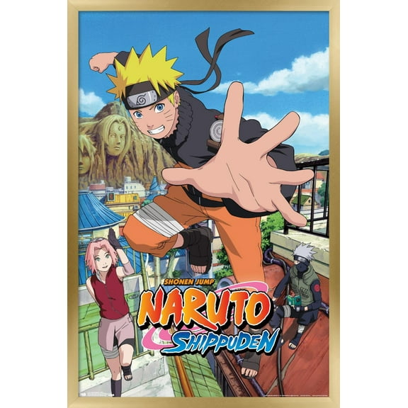 Naruto Shippuden - Jump Wall Poster, 22.375" x 34", Framed