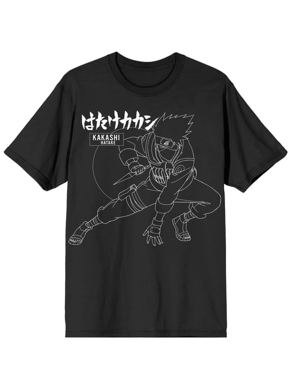 Naruto Shippuden Kakashi Hatake Graphic Men's Black T-shirt-Small