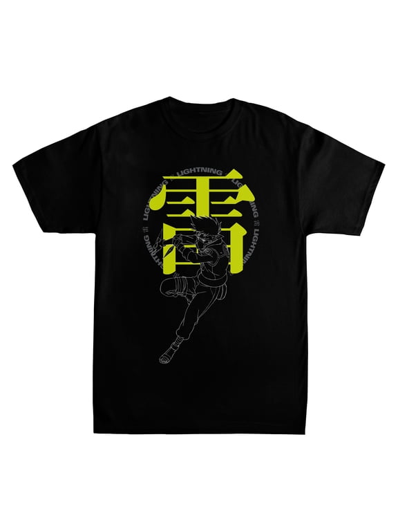 Naruto Shippuden Kakashi Lightning Men's Black T-Shirt-XXL