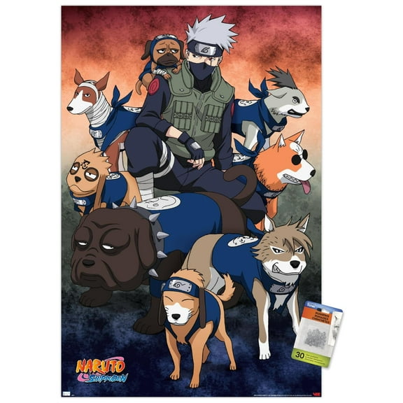 Naruto Shippuden - Kakashi Ninja Hounds Wall Poster with Pushpins, 22.375" x 34"