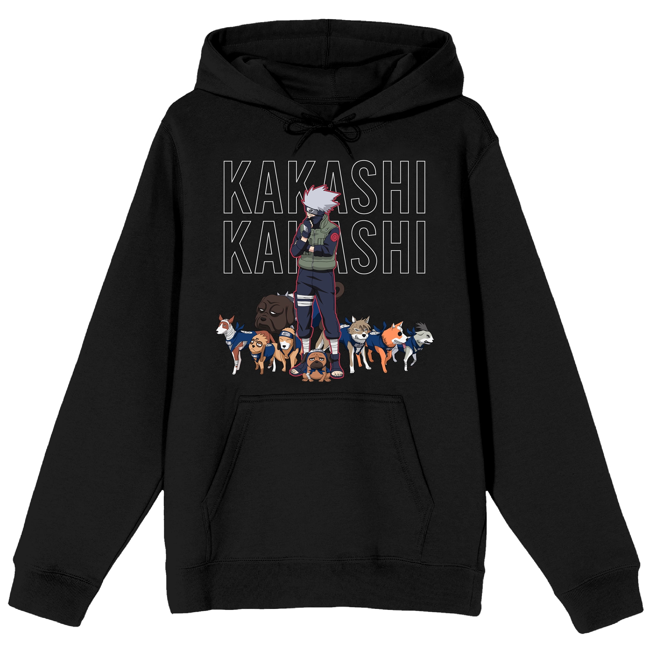 Naruto Shippuden Kakashi With Wolves Long Sleeve Black Adult