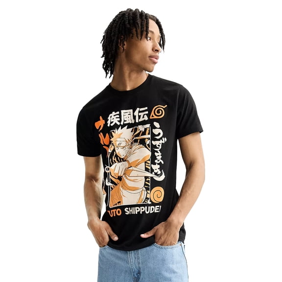 Naruto Shippuden Men’s Anime T-Shirt Naruto Uzumaki With Kunai Graphic Tee