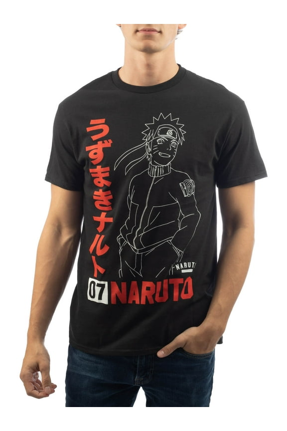 Men's & Big Men's Kanji '07 Anime Graphic Tee Shirt, Sizes S-3XL, Naruto Mens Tee Shirts