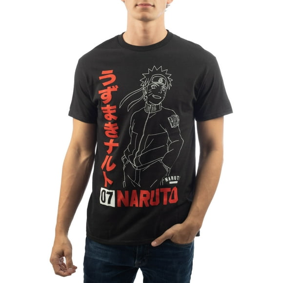 Men's & Big Men's Kanji '07 Anime Graphic Tee Shirt, Sizes S-3XL, Naruto Mens Tee Shirts