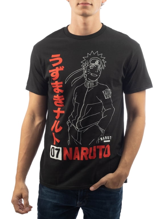 Men's & Big Men's Kanji '07 Anime Graphic Tee Shirt, Sizes S-3XL, Naruto Mens Tee Shirts