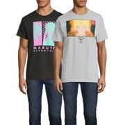 Naruto Shippuden Men's & Big Men's Neon Anime Graphic Tees Shirts, 2-Pack, Sizes S-3XL, Naruto Anime Men's Tee Shirts