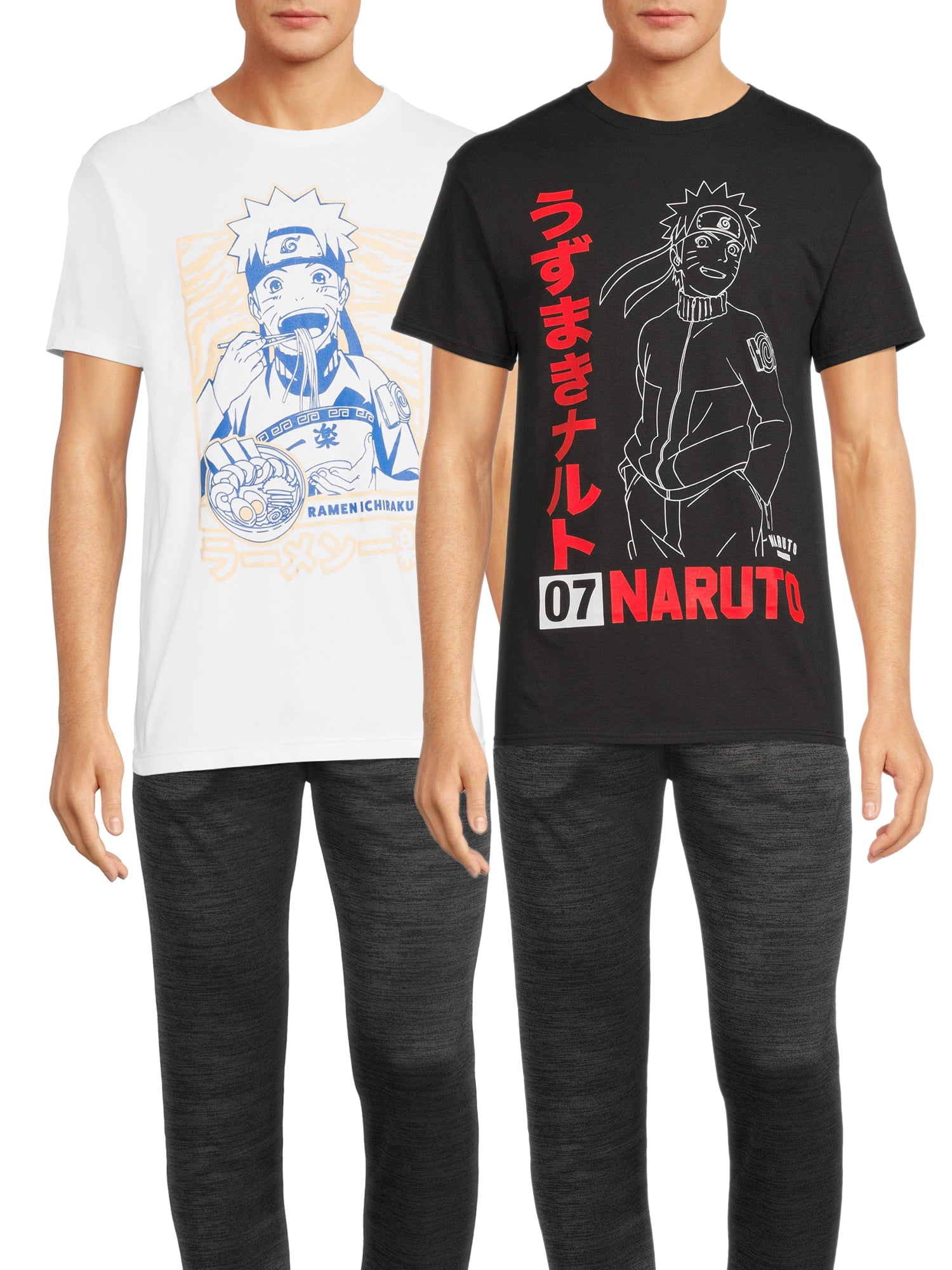 Naruto Shippuden Men's & Big Men's Short Sleeve Graphic T-Shirt, 2-Pack ...