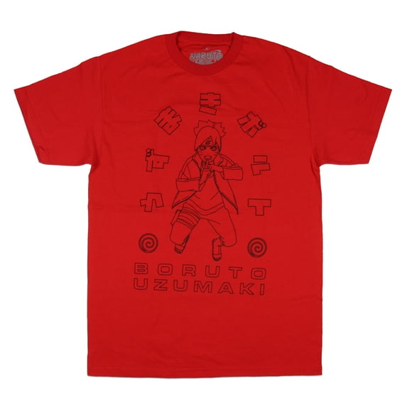 Naruto Shippuden Men's Boruto Uzumaki Sketch Design Anime Graphic Print Adult T-Shirt