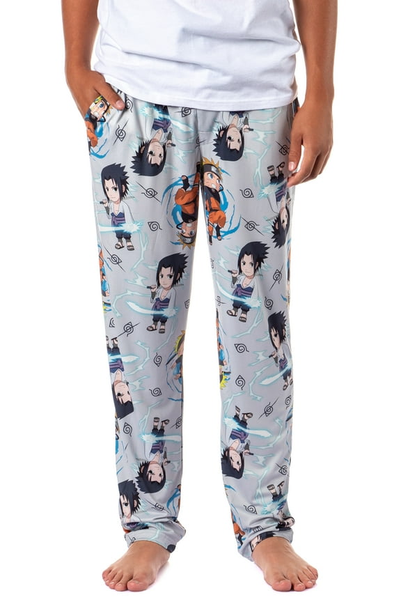 Naruto Shippuden Men's Chibi Characters And Symbols Lounge Pajama Pants