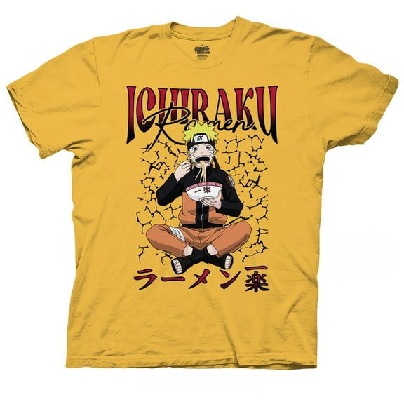 Naruto Shippuden Men’s Short Sleeve T-Shirts Naruto Eating Ichikaru Ramen Anime Officially Licensed Sizes S-2XL