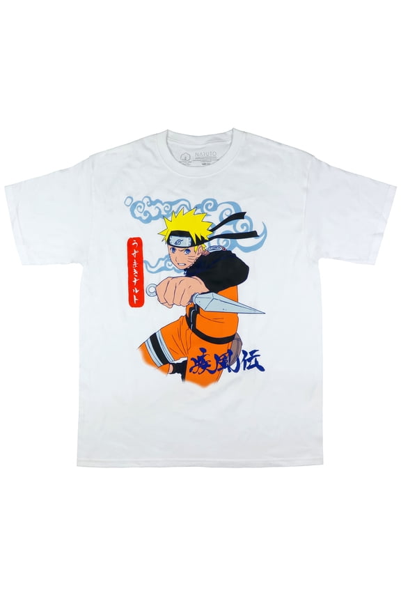 Naruto Shippuden Men's T-Shirt Kunai Strike Pose Graphic Print Crewneck Tee