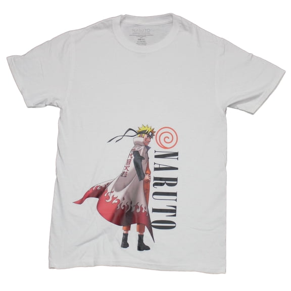 Naruto Shippuden Mens T-Shirt - Vertical Name Profile Walking Pic