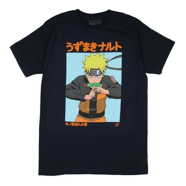Naruto Shippuden Mens' Uzumaki Character Pose Blue Box Graphic T-Shirt