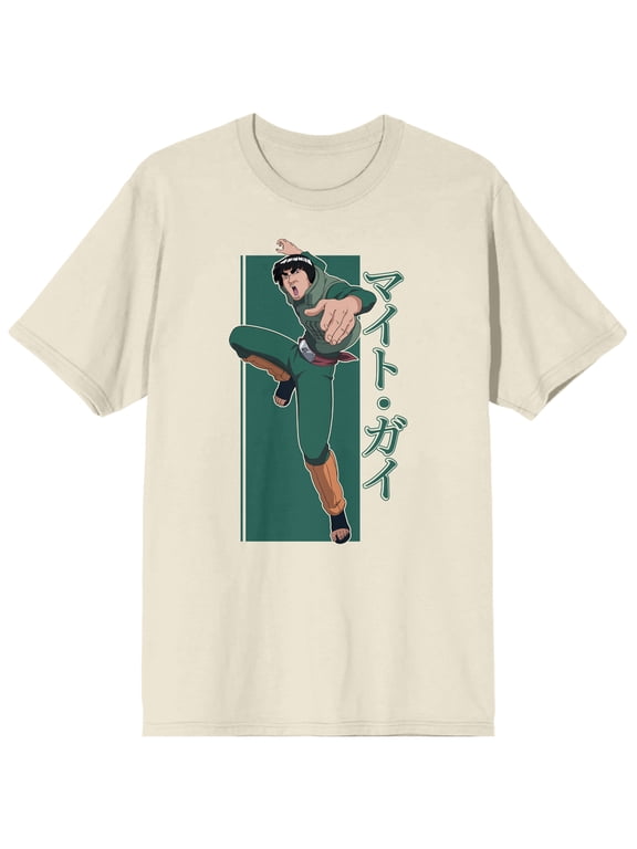 Naruto Shippuden Might Guy Men's Natural Ground T-shirt-Medium