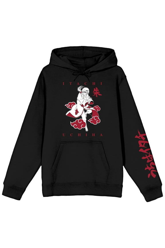 Naruto Shippuden Minimal Color Itachi Long Sleeve Black Adult Hooded Sweatshirt-4XL