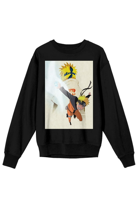 Naruto Shippuden Naruto Cover Art Crew Neck Long Sleeve Black Adult Sweatshirt
-Medium