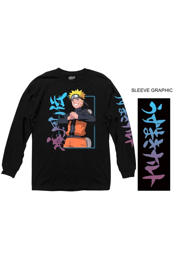 Shippuden Naruto Kanji Officially Licensed Adult Long Sleeve T-Shirt