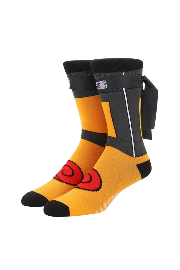 Naruto Shippuden Naruto Outfit Men's Casual Crew Socks With Attached Novelty Headbands