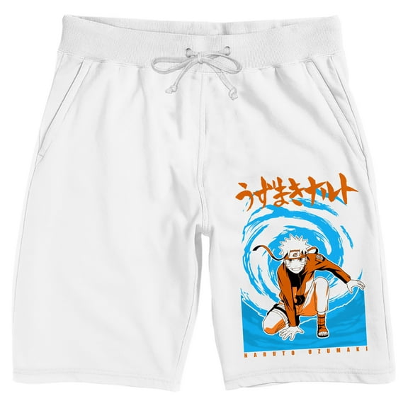 Naruto Shippuden Naruto Uzumaki Character Men's White Lounge Shorts-XXL