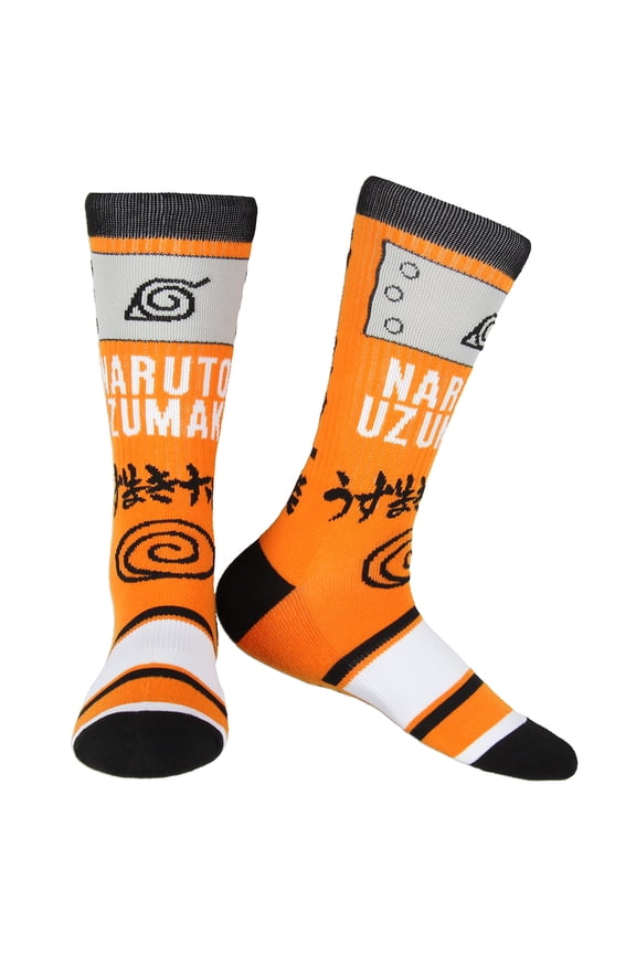 Naruto Shippuden Naruto Uzumaki Hidden Leaf Village Logo Athletic Crew Socks