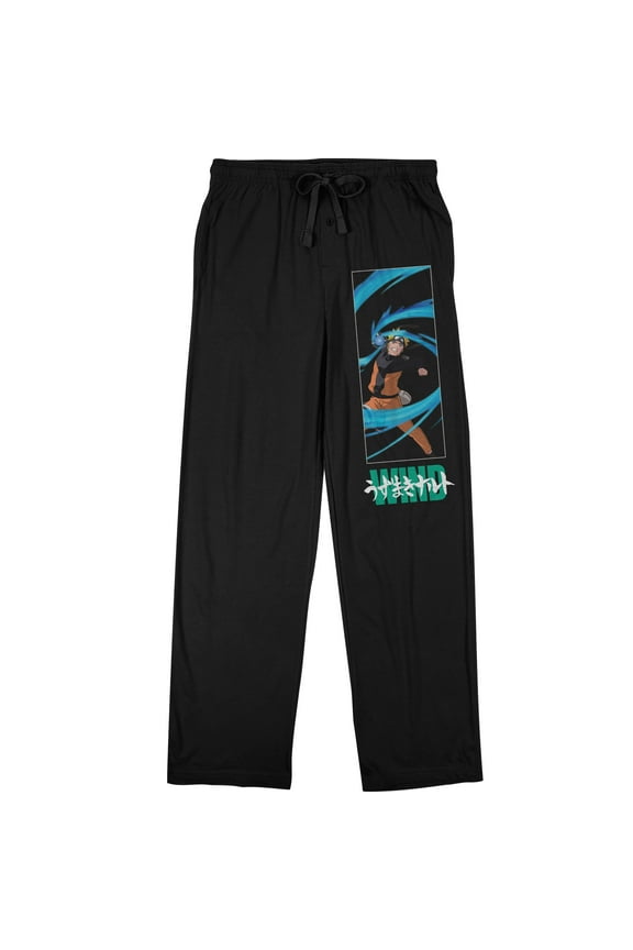 Naruto Shippuden Naruto Wind Men's Black QT Sleep Pajama Pants-Medium