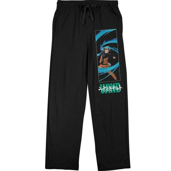 Naruto Shippuden Naruto Wind Men's Black QT Sleep Pajama Pants-Small