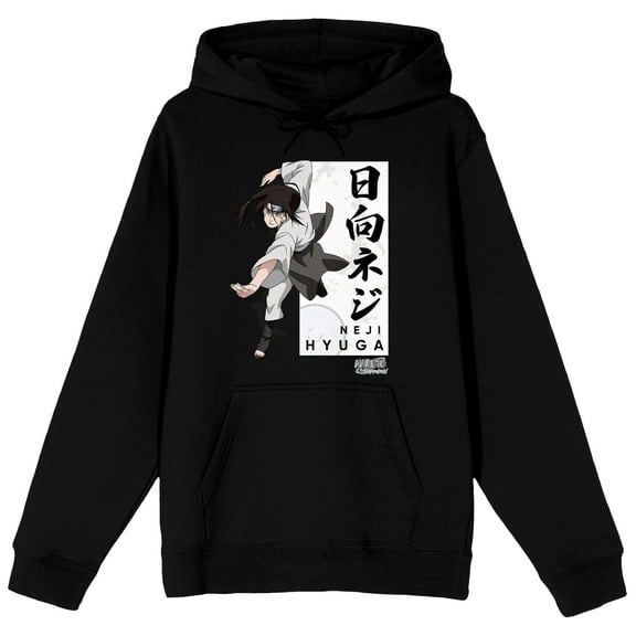Naruto Shippuden Neji Hyuga Kanji Adult Black Long Sleeve Hooded Sweatshirt-5XL