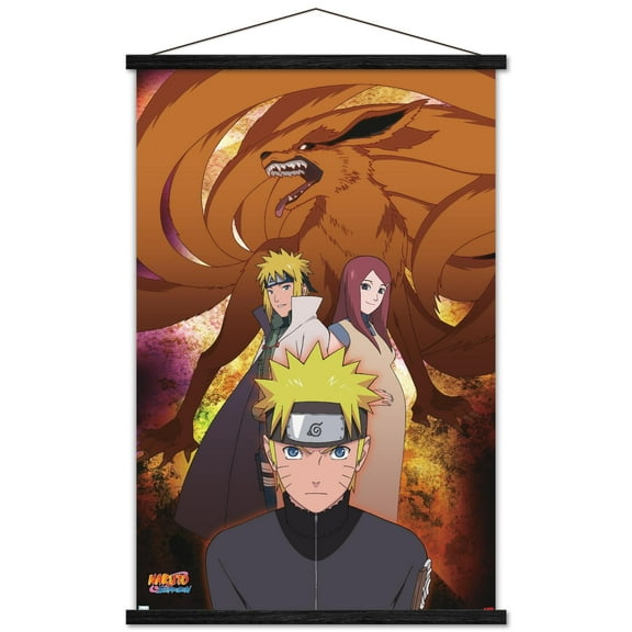 Naruto Shippuden - Nine-Tails Group Wall Poster with Magnetic Frame, 22.375" x 34"