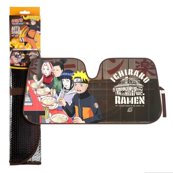 Naruto Shippuden Officially Licensed Windshield Sun Shade - Car Sun Shade Fits Most Autos, Trucks, SUV, & Van - Akatsuki Naruto Merch & Anime Accessories for Cars - Sunshade Car Windshield - 57 x 27"