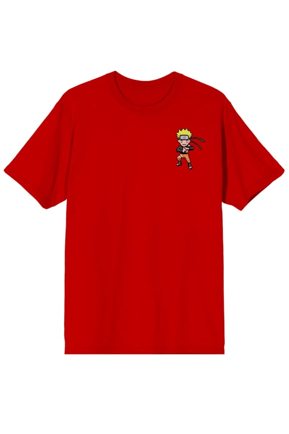 Naruto Shippuden Pixel Character Red Graphic Tee- M