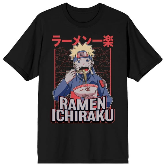 Naruto Shippuden Ramen Ichiraku Pop Poster Crew Neck Short Sleeve Men's Black T-shirt-Large