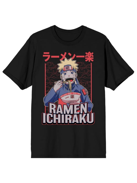 Naruto Shippuden Ramen Ichiraku Pop Poster Crew Neck Short Sleeve Men's Black T-shirt-Small